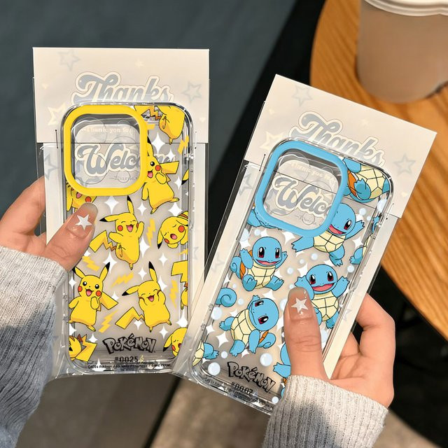Anime Pikachu Handyhülle mit transparenter Rückseite für iPhone 17 16 15 14 13 12 11 Pro Max und weitere Modelle, Multicolor - Bild 1