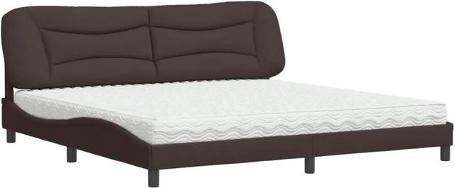 vidaXL Bett mit Matratze in Dunkelbraun und Weiß, modernes Polsterbett aus Stoff und Holz, B/T: 200 x 200 cm - Bild 1