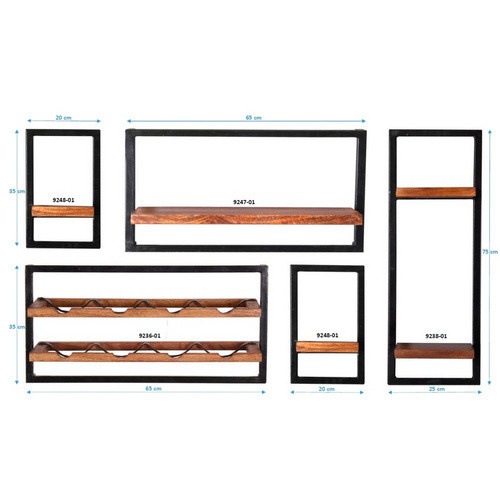 SIT Wandregal PANAMA mit 7 Fachböden aus Holz und Metall in Braun, B/T/H: 120 x 25 x 75 cm - Bild 3