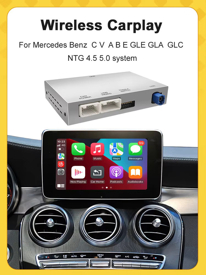 AUTOABC Wireless CarPlay und Android Auto Adapter für Mercedes Benz C-Klasse GLC W205 V-Klasse W447 NTG5.0 5.1 System in Silber - Bild 5