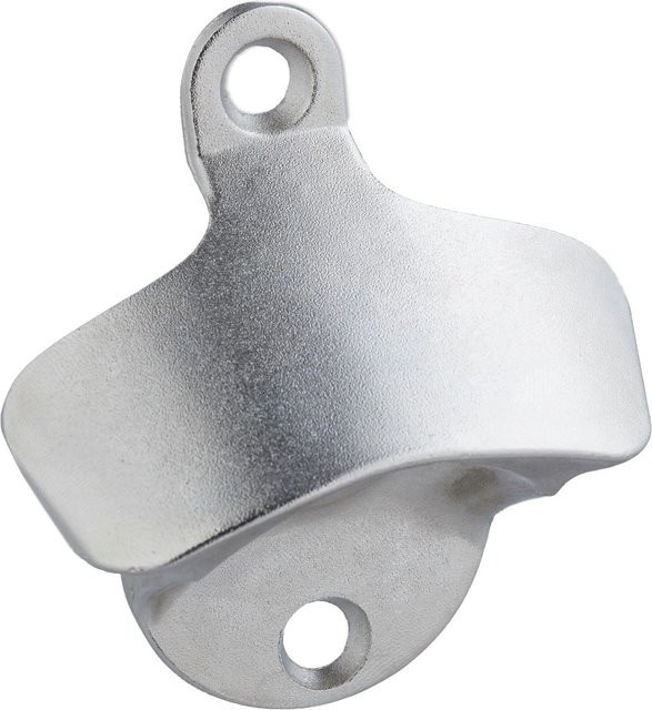 Relaxdays Wandflaschenöffner 2er Set aus Metall in Silber zur Wandmontage, B: 7,5 cm, H: 6,5 cm, T: 3 cm - Bild 1