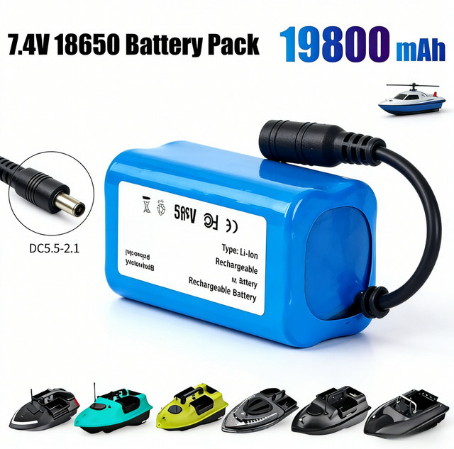Aleaivy Li-Ionen-Akku 7,4 V 19800 mAh in Blau für Angelköderboote und Fernbedienungen T1882011-5 T888 V007 H18 C18 - Bild 1