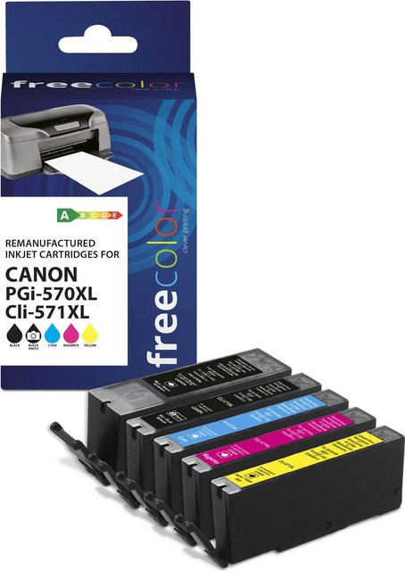 Freecolor K10519F7 Druckerpatronen Set, 5 Stück, kompatibel mit High Yield, Farben: Schwarz, Cyan, Magenta, Gelb - Bild 1