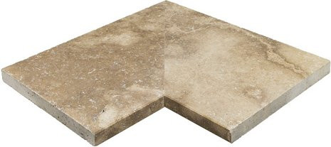 WOHNRAUSCH Beckenrandsteine Sunniva Eckstück 2-teilig aus Travertin, braun/orange/gelb, B/T/H: 61 x 61 x 3 cm - Bild 1