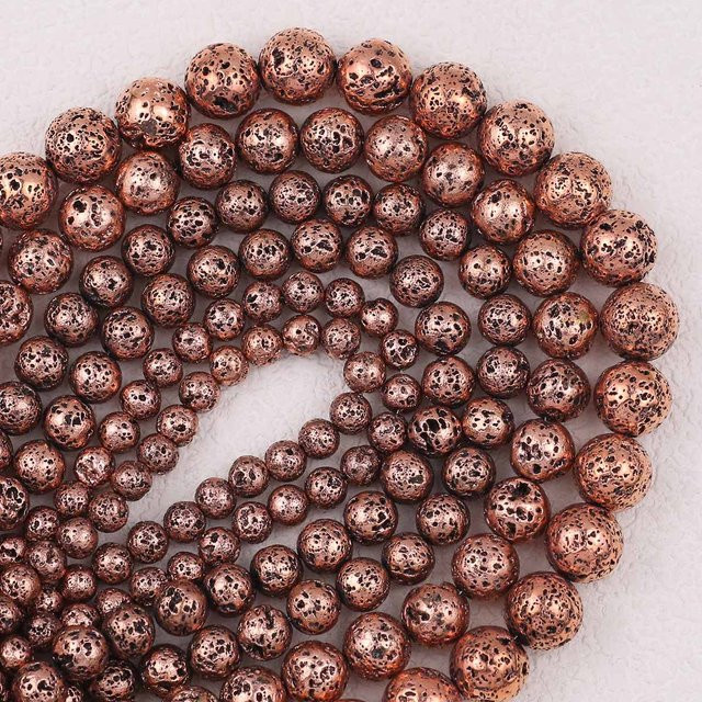 JHNBY Perlen, Rot Bronze Kupfer Vulkan Lava Hämatit Naturstein, Unisex - Bild 1