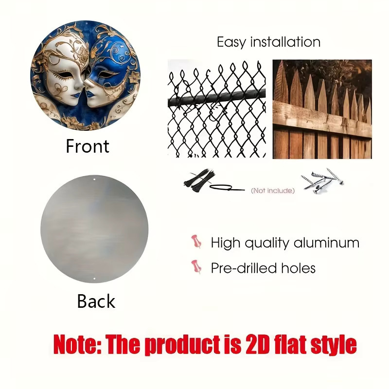 Potdemiel Wandkunst Aluminium Masken im Vintage-Stil in Blau und Gold, B/H: 20,3 x 20,3 cm - Bild 3