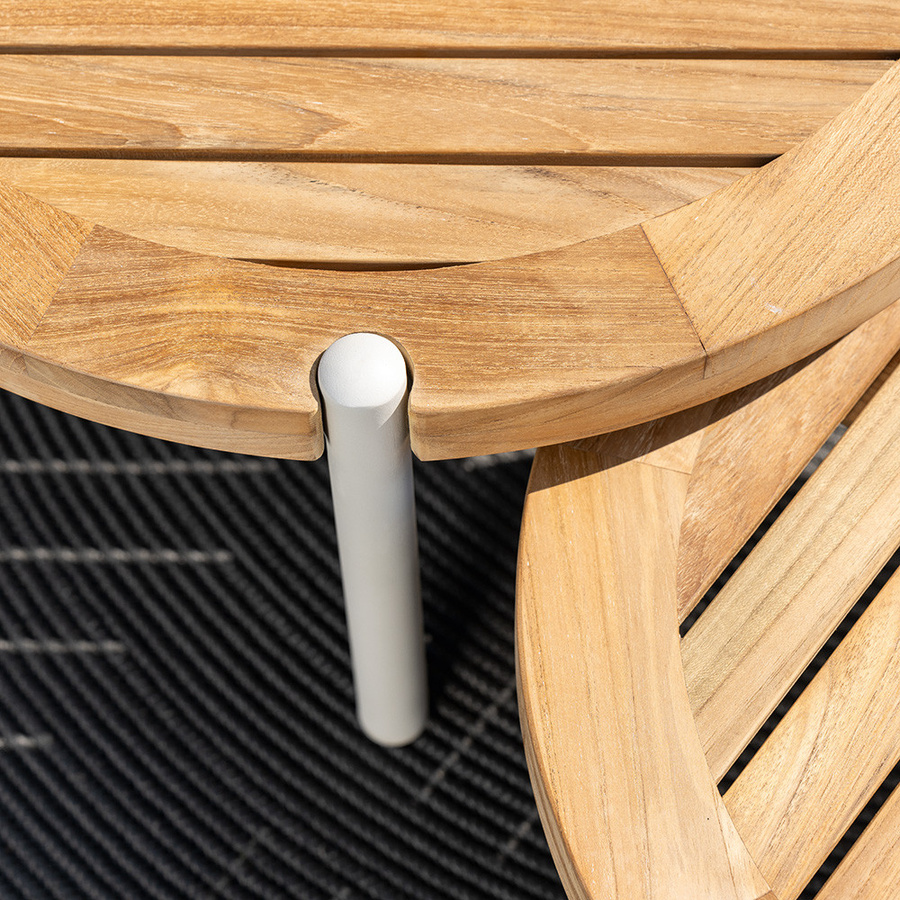 Beistelltisch Taro von Stern aus Aluminium und Teak in Greige, Durchmesser: 55 cm, Höhe: 28 cm - Bild 2