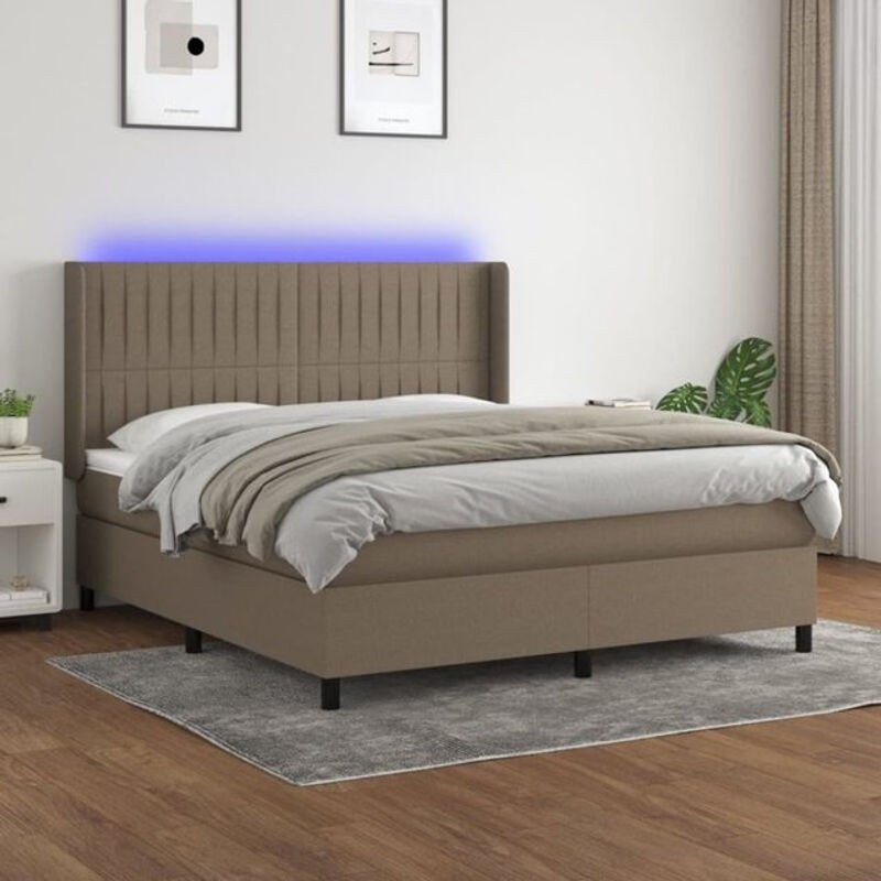 vidaxl Boxspringbett mit Matratze in Taupe meliert, Stoff, B/T/H: 160 x 200 x 118 cm - Bild 1