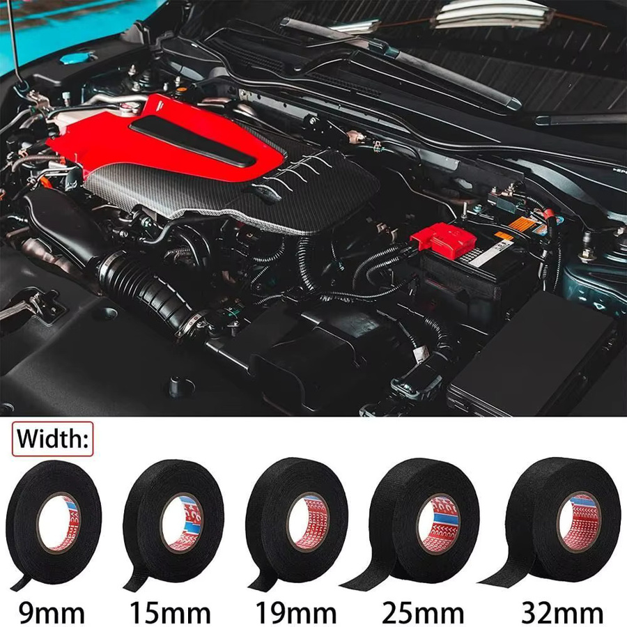Hitzebeständiges Kabelbaum-Klebeband aus Gewebe in Schwarz zur Kabelbefestigung und Geräuschdämpfung im Automobilbereich - Bild 4