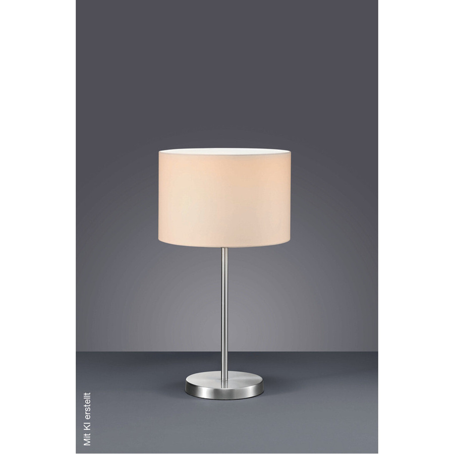 Trio Tischleuchte Hotel in Nickel Matt und Weiß aus Metall und Stoff, Höhe: 55 cm, Durchmesser: 30 cm, E27 - Bild 2