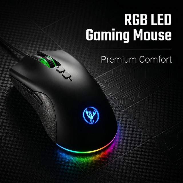 HXSJ Gaming-Maus in Schwarz mit USB-A Anschluss für PC - Bild 1