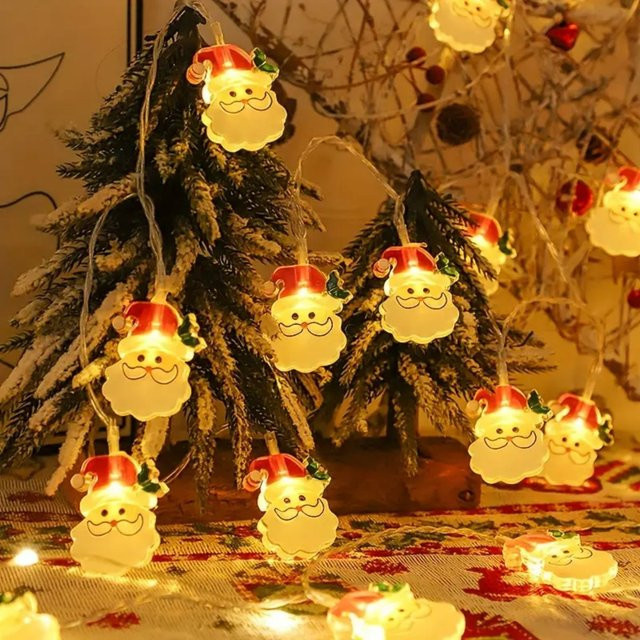 Peach Forest LED Weihnachts-Lichterkette mit Motiven Weihnachtsbaum, Schneemann und Santa Claus für deine Innenraumdekoration - Bild 1