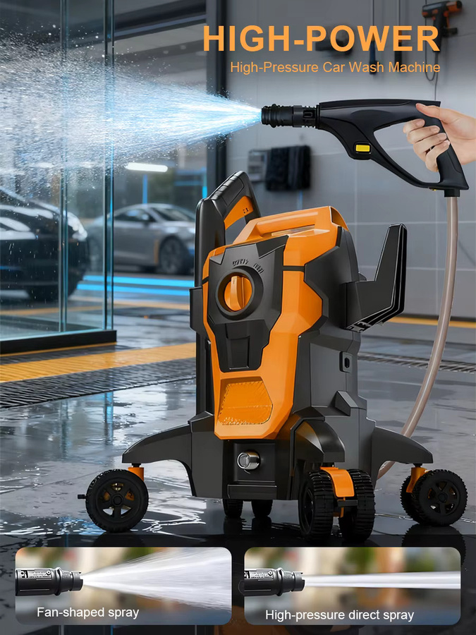 LANXSTAR Elektrischer Hochdruckreiniger Handheld Multifunktions-Autowaschanlage mit 3000 W Hochleistungs-Kupferkernmotor in Orange - Bild 5