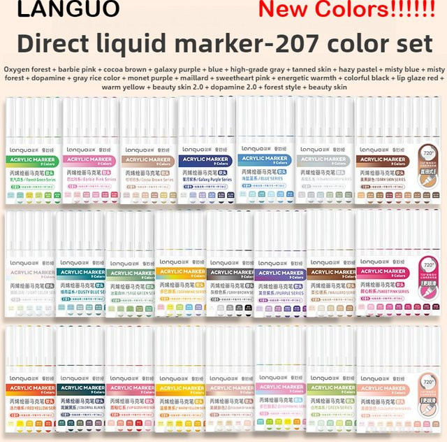 LANGUO Acrylmarker Set mit 9 Farben für DIY Malerei und Zeichnungen auf Glas und in der Schule, Multicolor - Bild 1