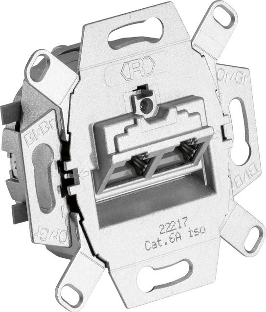 Rutenbeck CAT Anschlussdose 2-fach, weiß, IP20, Unterputz-Einbau - Bild 1