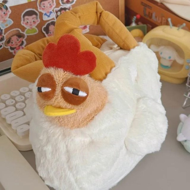 Linyi toy car Pelz Huhn Plüschtasche, Henne Form, Weiß - Bild 1