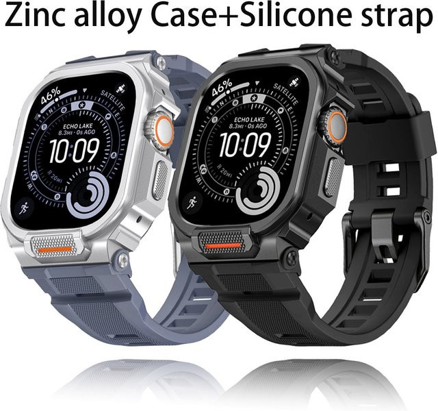 Uhrenarmband Silikon, Schwarz, für Apple Watch Ultra 49 mm - Bild 1