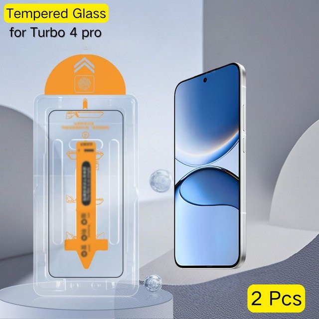 2 Stück Displayschutzfolie für Xiaomi Redmi Turbo 4 Pro und Redmi Turbo 4, transparente gehärtete Glasfolie mit staubfreier Glaskabine - Bild 1