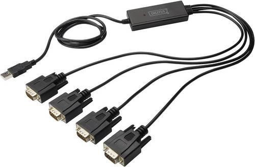 Digitus USB 2.0 auf 4x Seriell RS232 Adapterkabel, Schwarz - Bild 1