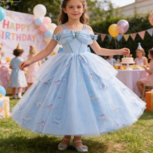 keaiyouhuo Disney Aschenputtel Kostüm Mädchen, Prinzessin, Blau - Bild 1