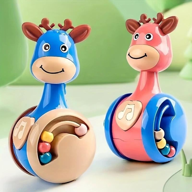Fashnics Baby-Wackelfigur mit Rassel und Schiebetier Hirsch Lern- und Bildungsspielzeug rosa - Bild 1
