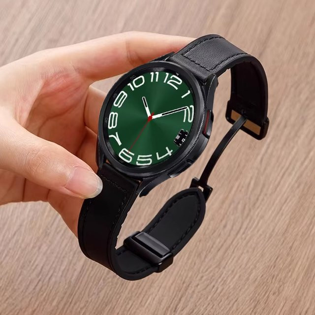 Uhrenarmband Leder, Silikon, Schwarz, Unisex, 20 mm - Bild 1