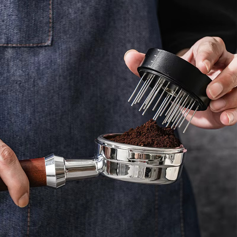 OANKR 2-in-1 Kaffeestampfer und Espresso WDT-Werkzeug Set in Schwarz aus Edelstahl für 51 mm, 53 mm und 58 mm Siebträger - Bild 3