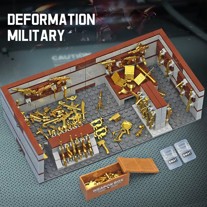 Likaka MOC Military Armory Bausteine Spielzeug in Gold mit Waffen Zubehör und Konstruktionsblöcken für Jungen - Bild 2