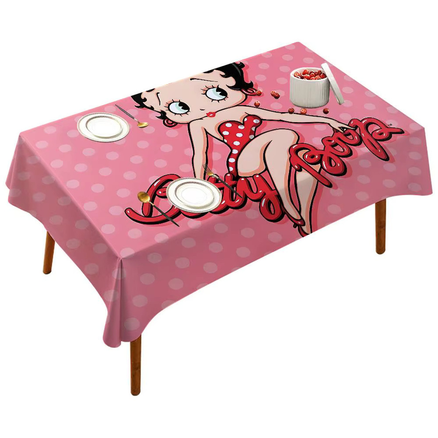 Potdemiel Tischdecke Betty Boop in Pink, wasserdichte und schmutzabweisende rechteckige Tischdecke für dein Esszimmer - Bild 2