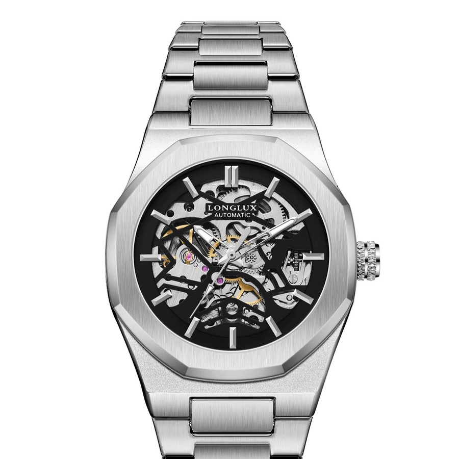 LONGLUX Automatikuhr, Edelstahl, Schwarz, Herren - Bild 7