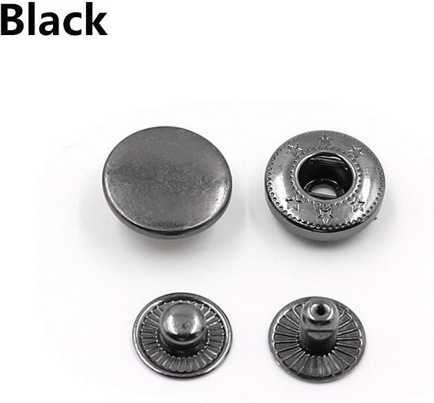 7CraftHobby Metall Druckknöpfe aus Messing in Schwarz, 10 Stück, Durchmesser: 10 mm - Bild 1