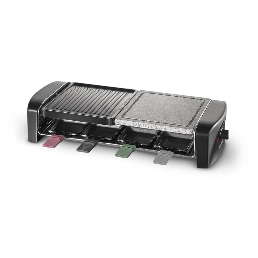 Severin Raclette-Grill RG 9645 in Schwarz mit Naturgrillstein und 8 Pfännchen, 1400 W - Bild 3