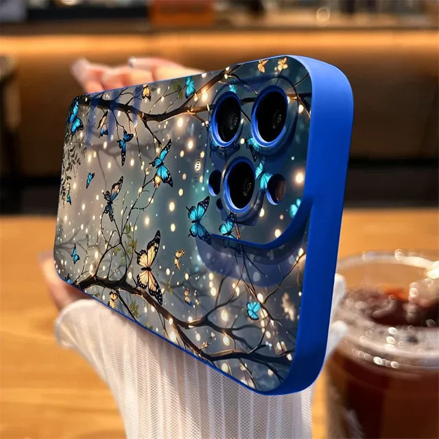 Stoßfeste Handyhülle mit leuchtendem Schmetterlingsmuster für iPhone 16 bis iPhone 7/8 Plus - Bild 1