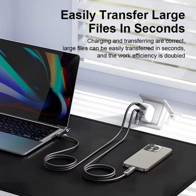 MeeGoo 4-in-1 USB-C-Kabel mit 65W Schnellladefunktion und LED-Anzeige für Tablet und Handy - Bild 4