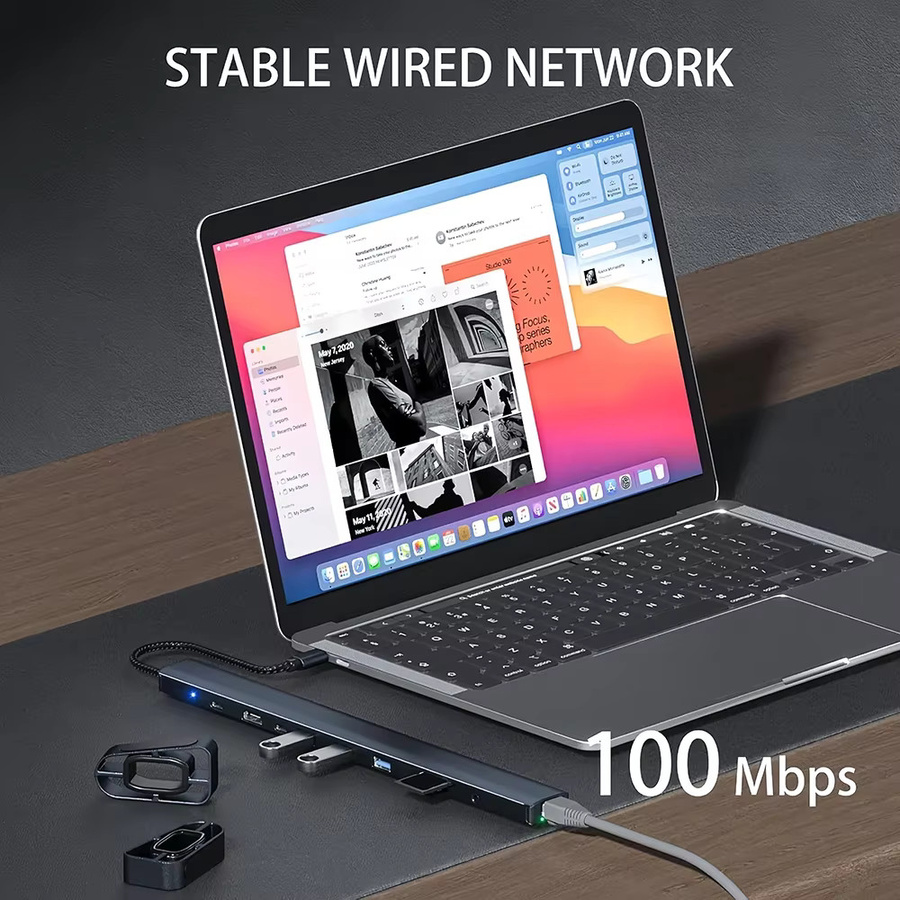 KEBIDUMEI 10-in-1 USB-C Dockingstation in Grau mit 4K HDMI, 100W PD, Ethernet und SD/TF Kartenleser - Bild 5