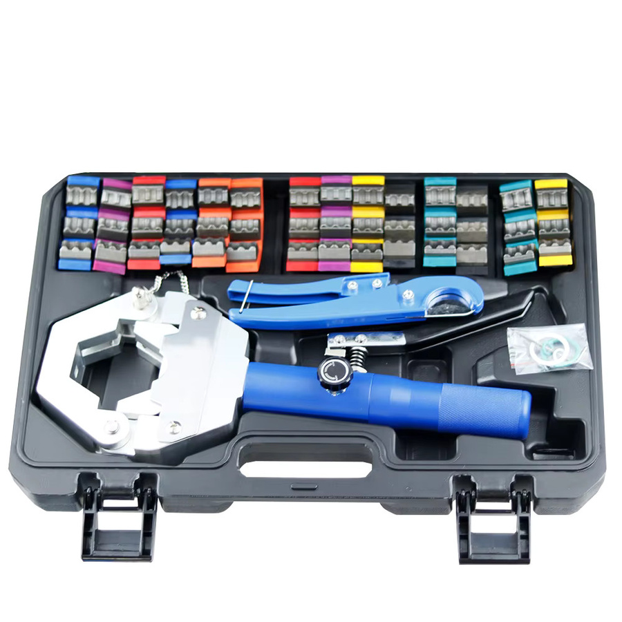 XMSJ FS-7842 Tragbares Hydraulik-Schlauch-Crimpwerkzeug Set mit 8t Hydra-Crimper in Blau für Kfz-Klimaanlagen-Wartung - Bild 5