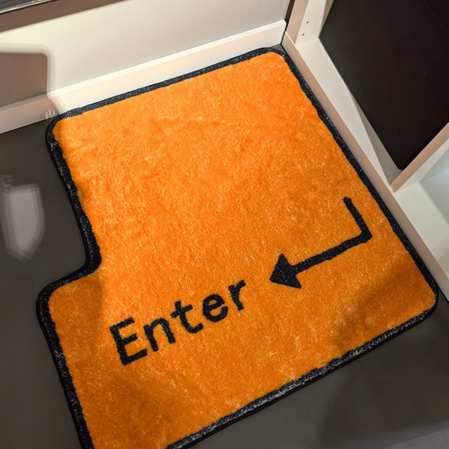 VIKAMA Enter Shape Key Bodenmatte in Orange, moderne Fußmatte für Küche, Badezimmer, Schlafzimmer oder Wohnzimmer, B/T: 80 x 80 cm - Bild 1