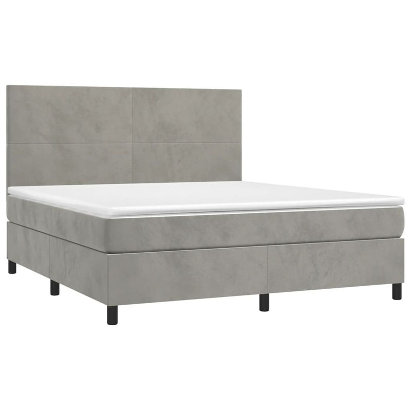 Vidaxl Kontinentalbett mit Matratze und LED in Grau aus Samt, B/T: 180 x 200 cm - Bild 4