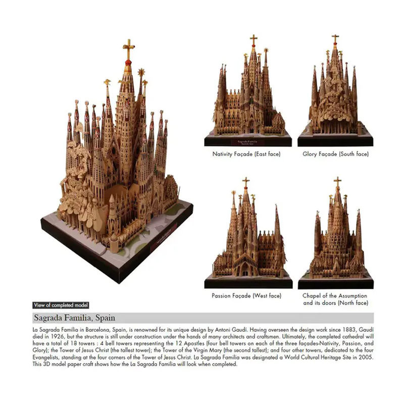 Moquerry Papiermodell Sagrada Familia Kathedrale DIY Bastelset in Beige - Bild 2