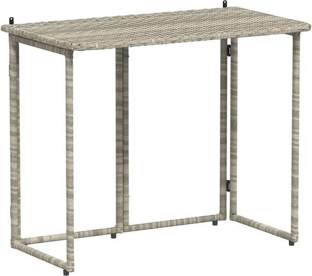 vidaXL Klappbarer Gartentisch aus PE-Rattan in Hellgrau, B/T/H: 90 x 51 x 75 cm - Bild 1