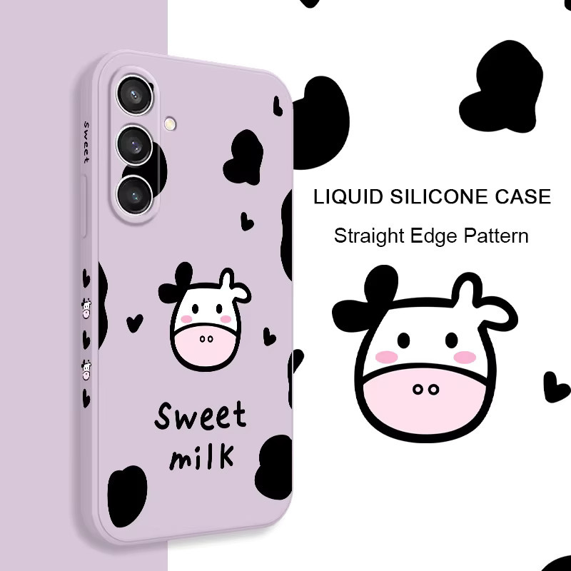 Handyhülle mit niedlichem Kuh-Design aus weichem Silikon für Samsung Galaxy S23 S22 S21 S20 S10 FE Plus Ultra in Schwarz - Bild 2
