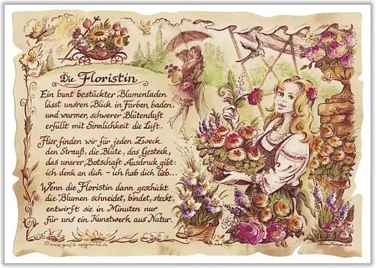 Zunftbild Floristin als Vintage Paper Poster auf Antikpapier, Mehrfarbig, A4 - Bild 1