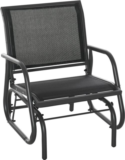 Outsunny Schaukelstuhl Gartenstuhl Relaxstuhl aus Metall mit Mesh-Gewebe, Schwarz, B: 75 cm, T: 66 cm, H: 85 cm - Bild 1
