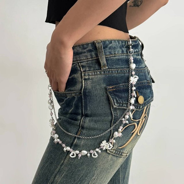 Salircon Schlüsselbund Kette, Perle, Silber, Damen - Bild 1