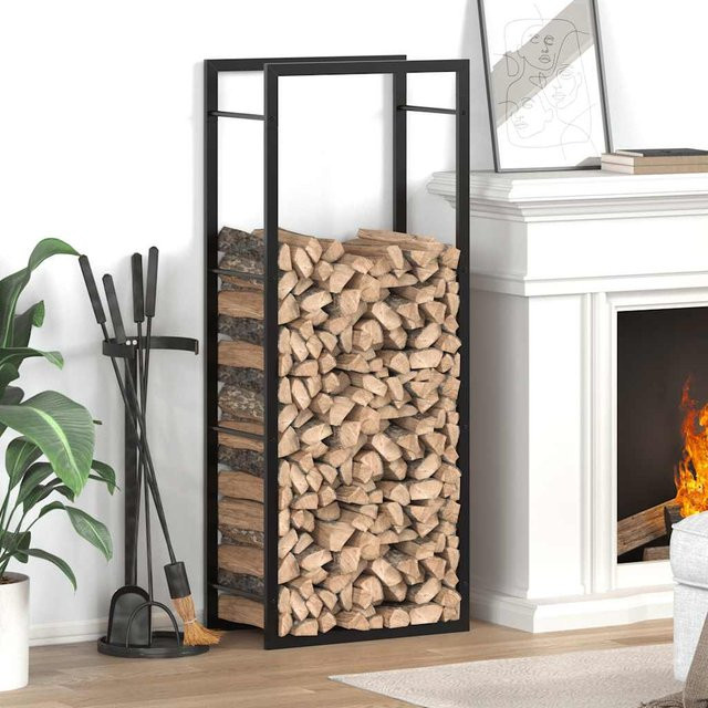vidaXL Brennholzregal aus Stahl in Mattschwarz, B/T/H: 50 x 28 x 132 cm - Bild 3
