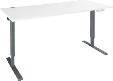 Schäfer Shop Genius Schreibtisch AERO FLEX elektrisch höhenverstellbar mit T-Fuß-Gestell und Memorypanel, Breite: 180 cm, Farbe: Weiß/Anthrazit - Bild 1