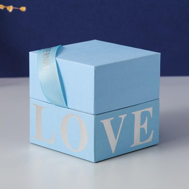 Elegante Geburtstagsgeschenkbox Shopping Party in Blau, B/T/H: 10 x 10 x 10 cm - Bild 1