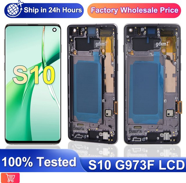 Samsung Galaxy S10 Ersatz Display mit Rahmen, 6.1 Zoll s10 amoled Touchscreen in Schwarz, passend für Modelle g973f/ds, g973, g973u - Bild 1