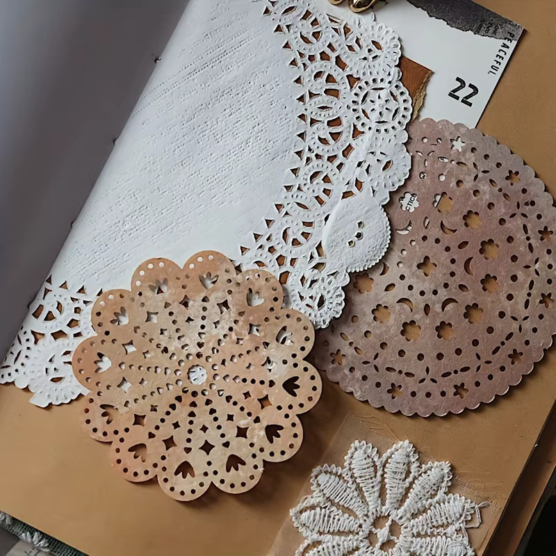 10 Stück Spitzeneffekt Bastelpapier in Weiß für Scrapbooking, Collagen und DIY-Dekorationen - Bild 2