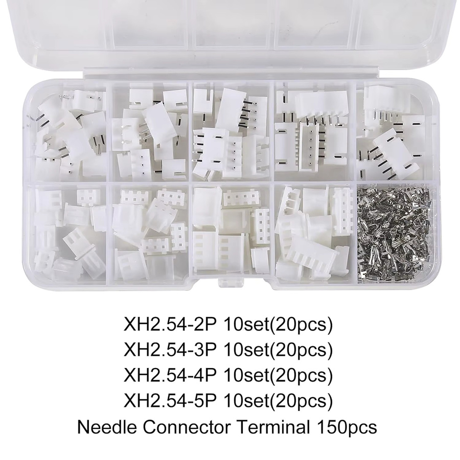 AOKIN 230-teiliges JST-PH Steckverbinder-Set in Weiß mit 2,54 mm Buchsenstiftleisten, Gehäuseanschlüssen und Adaptersteckern - Bild 4